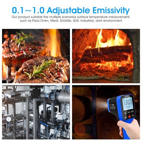 ANNMETER AN-985C Digital Infrared Thermometer -58~1472℉ (-50~800℃), Non-Contact Pyrometer with Adjustable Emissivity, Digital High Temperature for Cooking Kiln HVAC, (NOT for Human Temp) in Kuwait