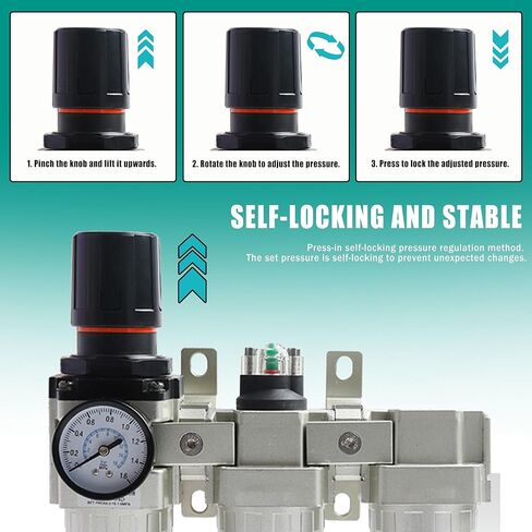 نظام تجفيف الهواء من الدرجة الصناعية 3/4 بوصة Npt، مجفف هواء ذاتي التصريف للضاغط مع فاصل الماء، مرشحات 5 ميكرون و0.01 ميكرون، لقاطع البلازما ورذاذ الطلاء in Kuwait
