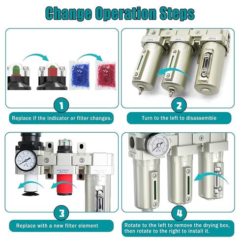 نظام تجفيف الهواء من الدرجة الصناعية 3/4 بوصة Npt، مجفف هواء ذاتي التصريف للضاغط مع فاصل الماء، مرشحات 5 ميكرون و0.01 ميكرون، لقاطع البلازما ورذاذ الطلاء in Kuwait