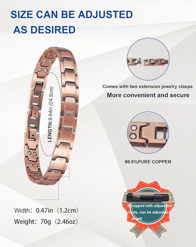 Copper Magnetic Anklet for Men, 99% Pure Copper Double Row Magnet Ankle Bracelet with 3500 Gauss and Adjustable Link Buckle in Kuwait