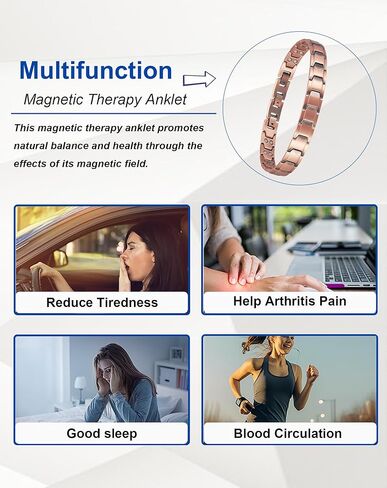 Copper Magnetic Anklet for Men, 99% Pure Copper Double Row Magnet Ankle Bracelet with 3500 Gauss and Adjustable Link Buckle in Kuwait