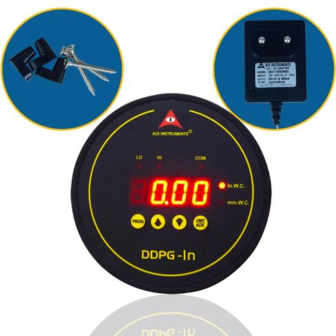 Digital Differential Pressure Gauge Room Pressure Monitor (Range: 0 to 0.39 inches WC/0–10 mm WC) for HVAC & Climate Control Systems Clean Rooms, Hospital OT Rooms, Model: AI-DDPG-in in Kuwait