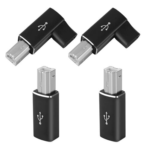 2 Pcs USB B to USB C Adapter & 2 Pcs 90 Degree USB-C to USB-B Adapter, Type C MIDI Converter Compatible with Printer Electric Piano Scanner Laptops and Type-C Devices in Saudi Arabia