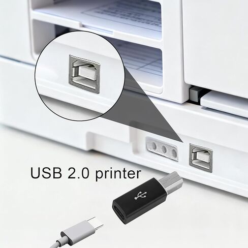 2 Pcs USB B to USB C Adapter & 2 Pcs 90 Degree USB-C to USB-B Adapter, Type C MIDI Converter Compatible with Printer Electric Piano Scanner Laptops and Type-C Devices in Saudi Arabia