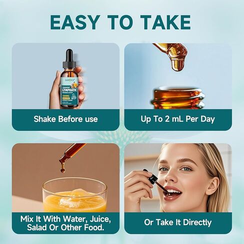 قطرات التصريف اللمفاوي العضوية - مكمل التصريف اللمفاوي مع إشنسا لدعم نظام اللمف، البلسان، استراغالوس، السواطير، الأرقطيون والهندباء للتطهير اللمفاوي والتخلص من السموم - 2 أونصة سائلة in Kuwait