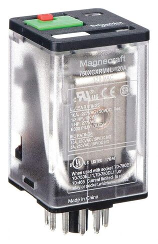 Schneider Electric 120VAC, 11-Pin Octal Base General Purpose General Purpose Relay; AC Contact Rating: 10A @ 277V in Saudi Arabia