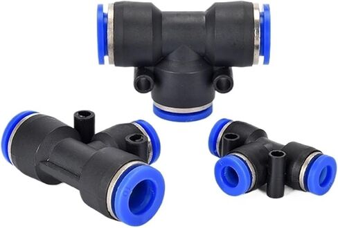 موصل خرطوم الهواء المقابس السريعة على شكل حرف T من البلاستيك الأزرق PE4/6/8/10/12/16 هوائي 1 قطعة (PE14) in Kuwait