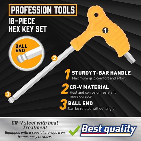 مجموعة رؤوس مثقاب سداسية الرأس ألين مكونة من 24 قطعة من أمارتيسان، مجموعة لقم سداسية فولاذية مترية وSAE S2، بطول 1 بوصة in Kuwait