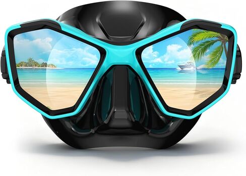 Scuba Mask Adults, Snorkel Diving Mask, Freediving Mask, Snorkeling Gear Swimming Goggles HD Tempered Glass, Low-Volume Dive Mask with Nose Cover, Anti Fog Anti Leakage in Kuwait