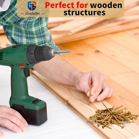 Wood Screws 4 Inch, 200 Pcs Construction Fence Screws, 10 x 4 Deck Exterior Screws for Wood, Rust Resistant, 2 Pcs T25 Star Bits Included, Yellow in Kuwait