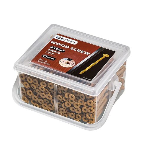 Wood Screws 4 Inch, 200 Pcs Construction Fence Screws, 10 x 4 Deck Exterior Screws for Wood, Rust Resistant, 2 Pcs T25 Star Bits Included, Yellow in Kuwait