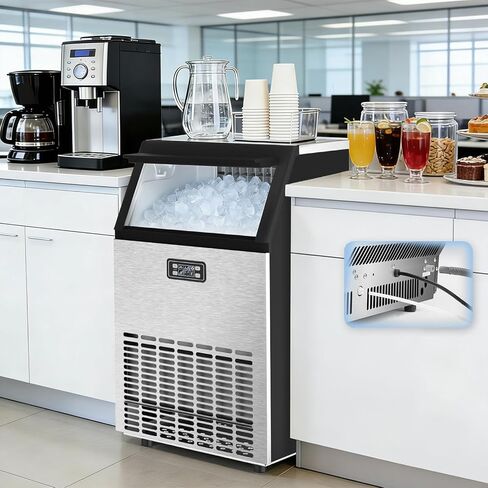 آلة صنع الثلج التجارية من OSTBA بقدرة 100 رطل/24 ساعة، ماكينة صنع الثلج تحت الطاولة مع صندوق تخزين سعة 33 رطل، صانع الثلج من الفولاذ المقاوم للصدأ ذاتي التنظيف، صانع الثلج التلقائي مع شاشة LCD لمكتب مطعم البار in Kuwait
