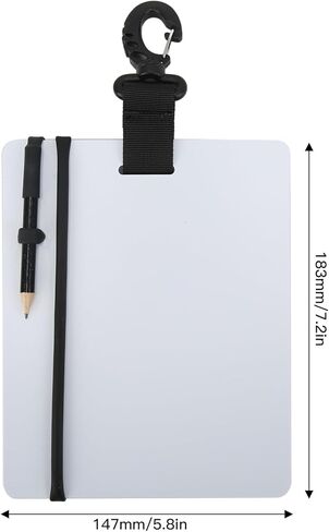 Underwater Writing Slate Diving Gear Board with Pencil Small Size 127x153x3mm 5.0x6.0x0.1in - Reusable Waterproof Notepad, Convenient Scuba Diving Communication Tool (Large size 147*183*3mm) in Saudi Arabia