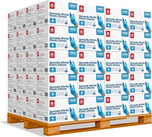Synsafe 4 Mil - Blue Nitrile Exam Gloves –Disposable Latex Free & Powder Free – Extra Strong, Rubber Gloves – First Aid Kit, Medical, EMT, Cleaning, Cooking | Pack of (100 ct) in Kuwait
