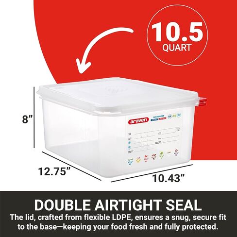 Araven Airtight Container, Food Pan with Lid for Storage in Kitchen and Restaurant, 10.5 Qt, 1 Count, Clear in Saudi Arabia