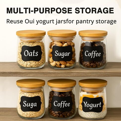 Natural Bamboo 6 Pack Oui Yogurt Jar Lids with Silicone Sealing Rings and Label for 5 oz Glass Jars, Reusable Canning Lids in Saudi Arabia
