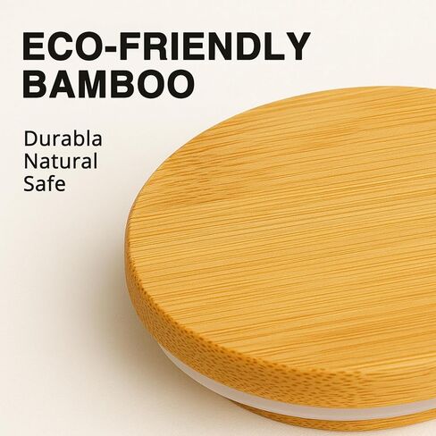 Natural Bamboo 6 Pack Oui Yogurt Jar Lids with Silicone Sealing Rings and Label for 5 oz Glass Jars, Reusable Canning Lids in Saudi Arabia