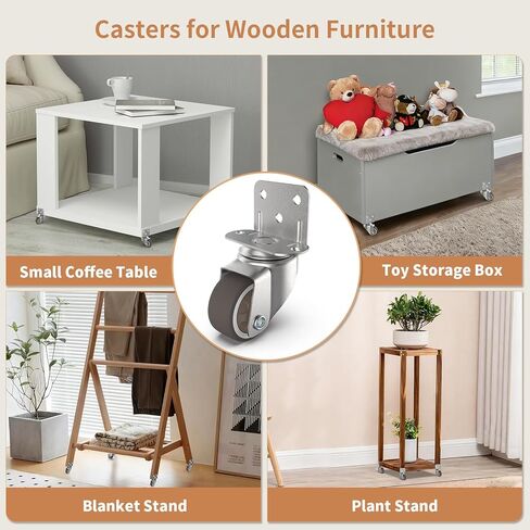 1" Small L-Shaped Plate Casters, Swivel Furniture Wheels, TPR Silent, Mounting for Wooden Coffee Table, Shelving Unit, Plant Stand, 4 Pcs in Saudi Arabia