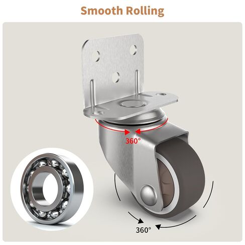 1" Small L-Shaped Plate Casters, Swivel Furniture Wheels, TPR Silent, Mounting for Wooden Coffee Table, Shelving Unit, Plant Stand, 4 Pcs in Saudi Arabia