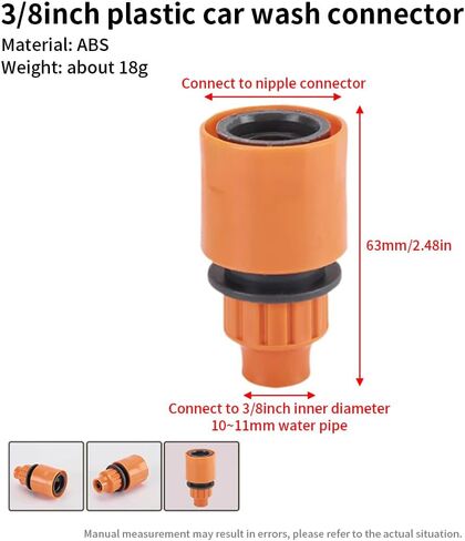 Hose Connector, 3/8" Car Wash Connector, ABS Quick Universal Connector Adapter Kit for Car Wash Water Pipe Faucet Washing Machine Accessories in Saudi Arabia