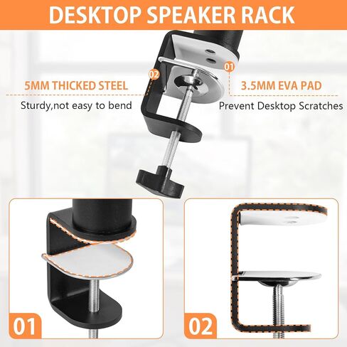 Studio Monitor Stands Pair Desktop Speaker Stands Heavy Duty Clamp Speaker Stand with Adjustable Tilt Angle Tray of 0-12 ° in Saudi Arabia