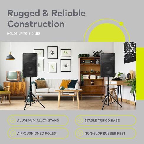 Knox Air Cushion Tripod Speaker Stand - Adjustable Up to 6 Feet, Heavy Duty Universal Support - Standard 35mm Mount Holder for Studio, DJ Events, Music Performance - Easy to Setup in Saudi Arabia