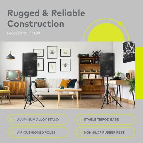 Knox Air Cushion Tripod Speaker Stand - Adjustable Up to 6 Feet, Heavy Duty Universal Support - Standard 35mm Mount Holder for Studio, DJ Events, Music Performance - Easy to Setup in Saudi Arabia