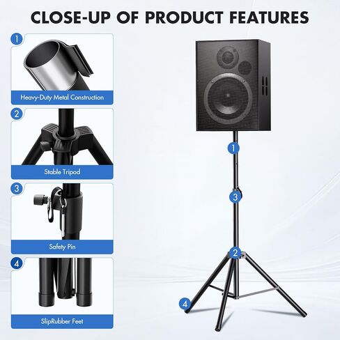 زوج حامل سماعات Qoope، حامل مكبر صوت PA عالي التحمل، حامل حامل ثلاثي مكبر صوت عالمي، حامل مكبر صوت DJ بارتفاع قابل للتعديل من 42 إلى 69 بوصة، إدراج متوافق 35 مم مع دعامة تثبيت in Kuwait