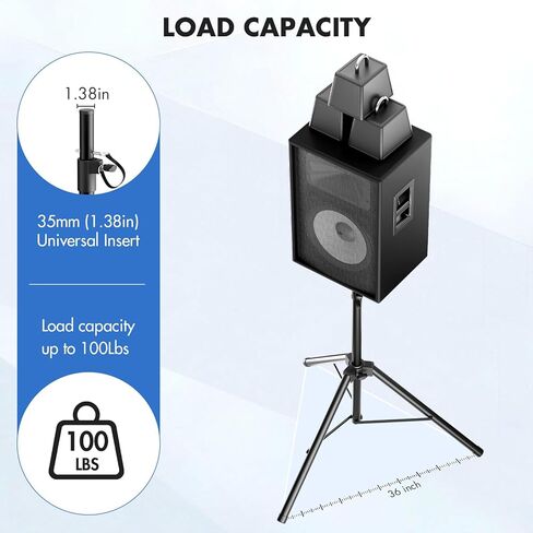 زوج حامل سماعات Qoope، حامل مكبر صوت PA عالي التحمل، حامل حامل ثلاثي مكبر صوت عالمي، حامل مكبر صوت DJ بارتفاع قابل للتعديل من 42 إلى 69 بوصة، إدراج متوافق 35 مم مع دعامة تثبيت in Kuwait