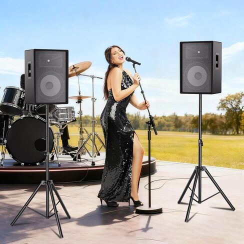 زوج حامل سماعات Qoope، حامل مكبر صوت PA عالي التحمل، حامل حامل ثلاثي مكبر صوت عالمي، حامل مكبر صوت DJ بارتفاع قابل للتعديل من 42 إلى 69 بوصة، إدراج متوافق 35 مم مع دعامة تثبيت in Kuwait