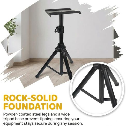 حوامل شاشة استوديو للخدمة الشاقة (زوج) - ارتفاع قابل للتعديل من 29 بوصة إلى 53 بوصة - حامل مكبر صوت ثلاثي القوائم بسعة 80 رطل مع وسادات غير قابلة للانزلاق - يناسب شاشات PA والاستوديو in Kuwait