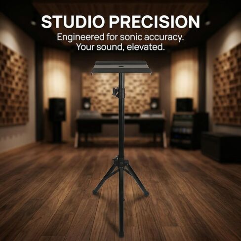 حوامل شاشة استوديو للخدمة الشاقة (زوج) - ارتفاع قابل للتعديل من 29 بوصة إلى 53 بوصة - حامل مكبر صوت ثلاثي القوائم بسعة 80 رطل مع وسادات غير قابلة للانزلاق - يناسب شاشات PA والاستوديو in Kuwait
