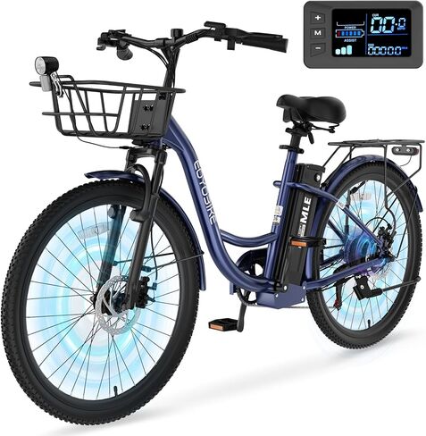 دراجة كهربائية MOONCOOL للبالغين، قوة ذروة 700 وات، 7 سرعات خطوة من خلال دراجة طراد كهربائية، دراجة كهربائية 40 ميل مع بطارية 36 فولت 10.4 أمبير، إطار من الألومنيوم دراجات المدينة الإلكترونية للنساء والرجال in Kuwait