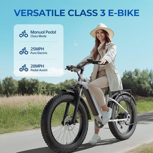 دراجة كهربائية SISIGAD للبالغين، محرك ذروة 1500 وات E Bkie، 26 بوصة/27.5 بوصة إطار سميك لجميع التضاريس، دراجة جبلية كهربائية 80 ميلًا 28 ميلاً في الساعة، بطارية قابلة للإزالة 48 فولت، دراجة كهربائية UL 2849 in Kuwait