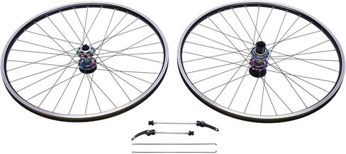 27.5" MTB Wheelset, Aluminum Alloy Rims with 45 Steel Spokes | Pre-Adjusted for Easy Installation | Includes Quick Release Levers | 200kg Weight Limit | Colorful & Black Design in Kuwait
