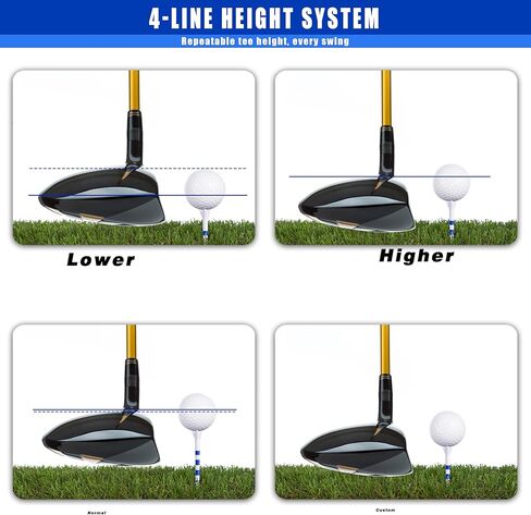 170 قطعة من تي شيرتات الجولف ذات الأداء الاحترافي - رأس ذو 4 شقوق يقلل من الدوران الجانبي | 5 مقاسات من قمصان الجولف البلاستيكية المختلطة (4 بوصات / 3¼ بوصة / 2¾ بوصة / 2⅛ بوصة / 1½ بوصة) لأقصى مسافة وتحكم in Kuwait