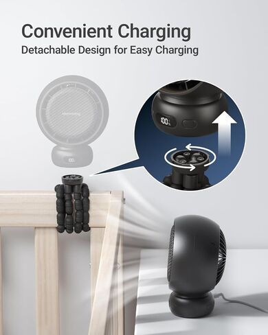 MAMAZING Mini Portable Stroller Fan, LED Display, 70° Auto-Oscillating Clip on Fan, 5 Speed Circulating Mode Included, Music & Night Light, 5000mAh USB-C Rechargeable Fan for Travel, Stroller, Car in Kuwait