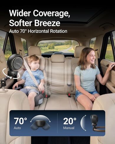 MAMAZING Mini Portable Stroller Fan, LED Display, 70° Auto-Oscillating Clip on Fan, 5 Speed Circulating Mode Included, Music & Night Light, 5000mAh USB-C Rechargeable Fan for Travel, Stroller, Car in Kuwait