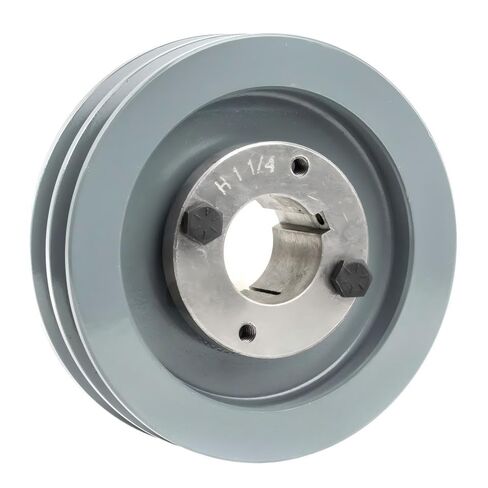 2AK51H/H-1-1/4 ضاغط 5 بوصة حزام بكرة ذو أخدود مزدوج قسم 4 لتر - لجزء نقل الطاقة لضاغط الهواء Masterdrive - استبدال بكرة الحديد الزهر - مع جلبة 1-1/4 بوصة من الفولاذ الصلب الرمادي in Saudi Arabia