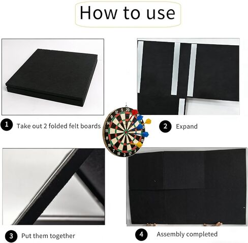واقيات حائط للوحة رمي السهام، بلاط حائط من اللباد الأسود، 36 بوصة ارتفاع × 24 بوصة عرض × 0.5 بوصة، واقي محيطي للوحة رمي السهام، بديل لوحة الفلين in Kuwait