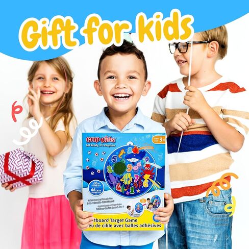 لعبة هدف على شكل بركان ومحيط على الوجهين - لوح رمي السهام كبير مقاس 26 بوصة مع كرات لاصقة وكرات رمي ​​قنديل البحر، لعبة ممتعة للحفلات في الأماكن المغلقة/المفتوحة للأطفال من سن 3 إلى 12 عامًا in Kuwait