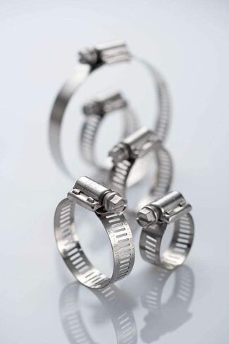 مشبك خرطوم عزم دوران عالي من الفولاذ المقاوم للصدأ 300 درجة، محرك دودي، مقاس SAE 16، نطاق قطر 11/16 بوصة إلى 1-1/2 بوصة، عرض النطاق الترددي 1/2 بوصة (عبوة من 10) in Kuwait