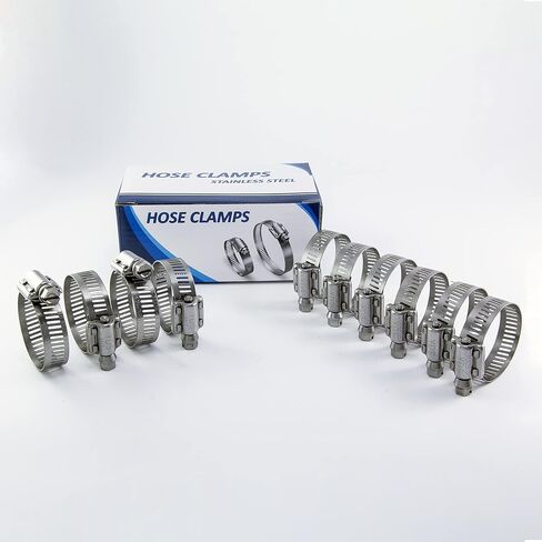 مشبك خرطوم عزم دوران عالي من الفولاذ المقاوم للصدأ 300 درجة، محرك دودي، مقاس SAE 16، نطاق قطر 11/16 بوصة إلى 1-1/2 بوصة، عرض النطاق الترددي 1/2 بوصة (عبوة من 10) in Kuwait