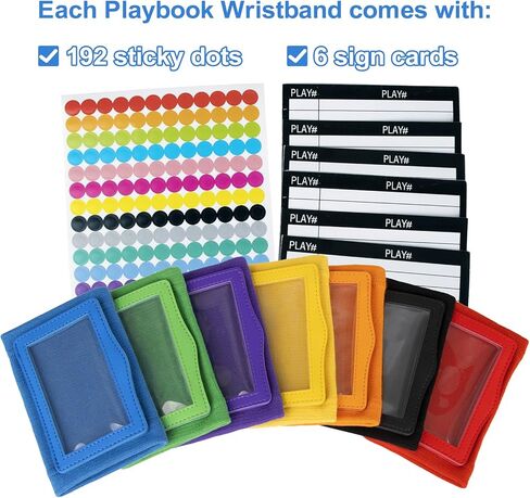 TopTie Football Play Wristband with Quarterback (QB) Playbook - Wrist Coach - 192 Stickers & 6 Sign Cards for Pack in Saudi Arabia