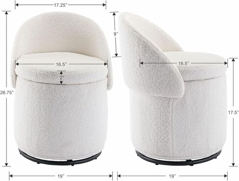 Modern Swivel Ottoman Vanity Chair, Linen Upholstered Barrel Club 360°Degree Swivel Side Stool with Storage, Comfy Makeup Stool for Bedroom Living Room, Milk Cow in Saudi Arabia