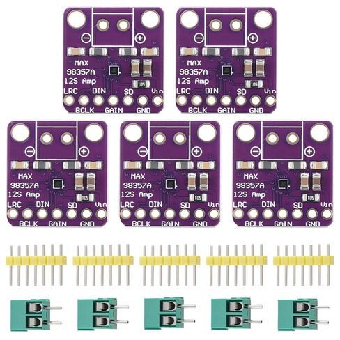 5 PCS Max98357 I2S DAC Class D Amplifier Module Fit for Arduino Raspberry Pi ESP32 with 5 pcs Screw Terminal and 6-Pin Male Header in Saudi Arabia