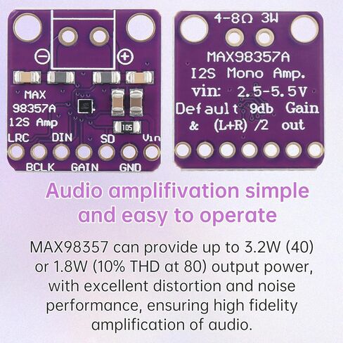 5 PCS Max98357 I2S DAC Class D Amplifier Module Fit for Arduino Raspberry Pi ESP32 with 5 pcs Screw Terminal and 6-Pin Male Header in Saudi Arabia