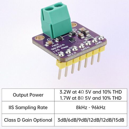 5 PCS Max98357 I2S DAC Class D Amplifier Module Fit for Arduino Raspberry Pi ESP32 with 5 pcs Screw Terminal and 6-Pin Male Header in Saudi Arabia