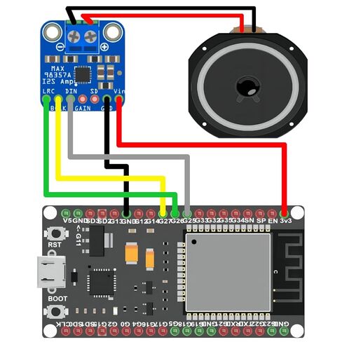 5 PCS Max98357 I2S DAC Class D Amplifier Module Fit for Arduino Raspberry Pi ESP32 with 5 pcs Screw Terminal and 6-Pin Male Header in Saudi Arabia
