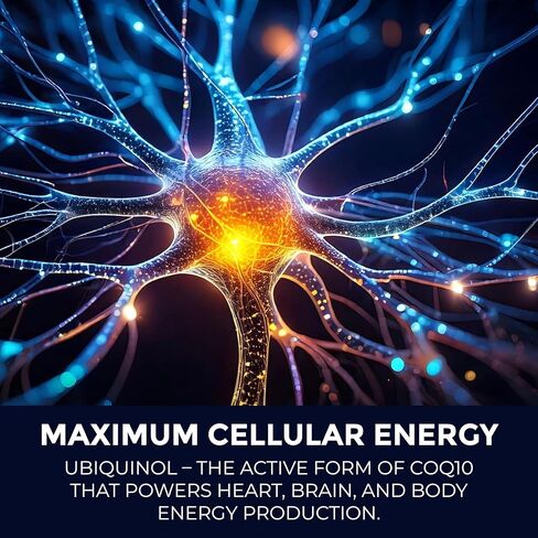 Ubiquinol CoQ10 200mg – High Absorption Active Coenzyme Q10 Supplement for Heart Health, Energy & Cellular Vitality | 60 Capsules, 60-Day Supply | Bioavailable Antioxidant Formula | Non-GMO in Kuwait
